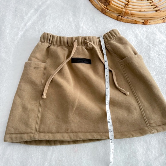 Fear Of God Essentials Fleece Mini Skirt Drawstrings Cargo Tan Brown - Picture 9 of 10